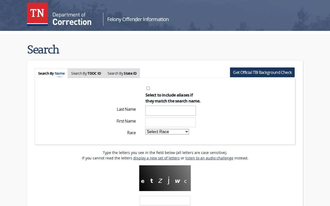 Morgan County projected release date lookup fields in TDOC FOIL