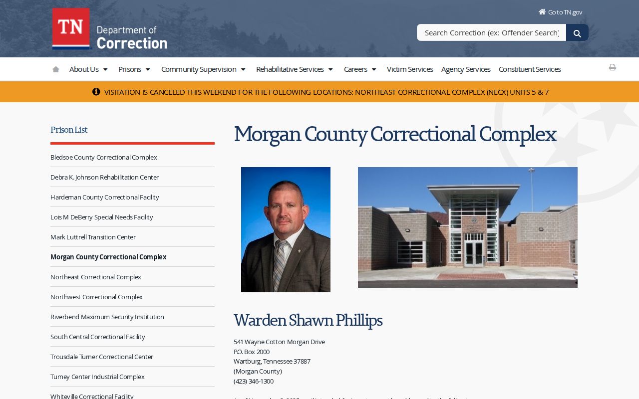 Brushy Mountain release history documented by the Morgan County Correctional Complex profile