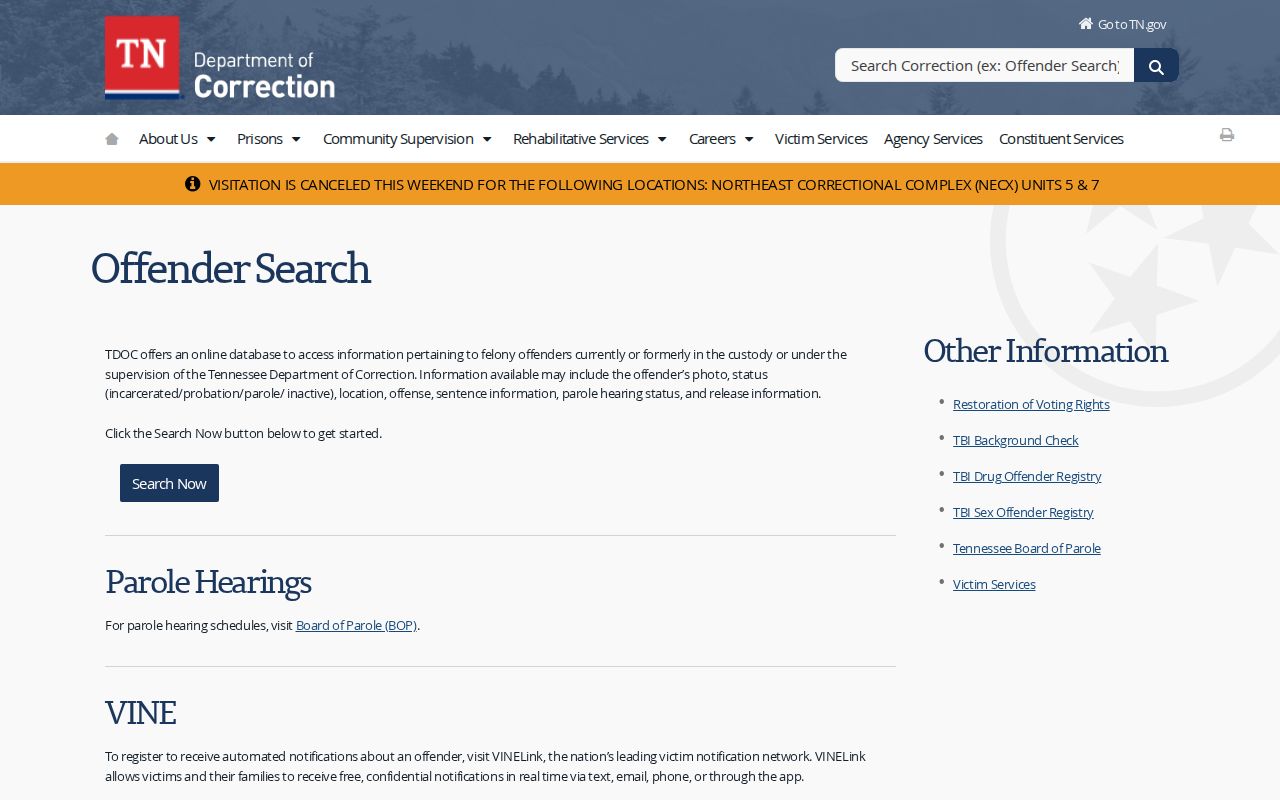 TDOC FOIL coverage for Morgan County released inmate records